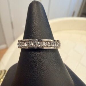 Silver Crystal Channel-Set Eternity Ring - Clear
